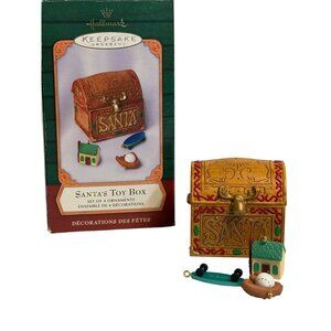 VTG Hallmark Keepsake 2001 Santa’s Toy Box 2" Mini Ornament Set-4 Holiday Decor